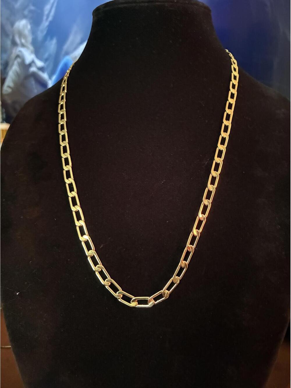 24" Men's Heavy Gold Plated Paperclip Chain Elongated Geometric Link